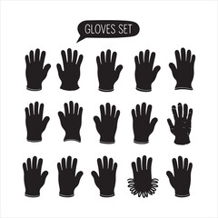 gloves set black silhouette
