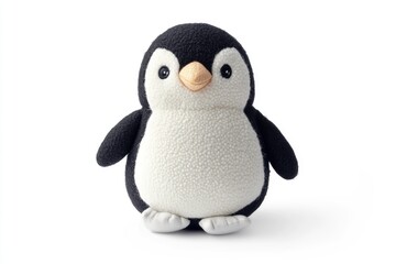 Fototapeta premium Penguin Stuffed Animal on White Background Cute Plush Toy
