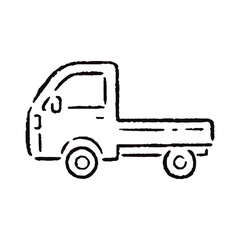 手描きの軽トラックのイラスト_白黒