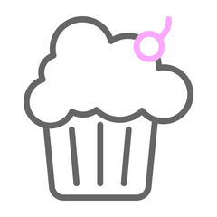 Muffin Vector Line Lt Pink Grey Icon Design