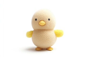 Standing Yellow Chick Toy Animal Isolated on White