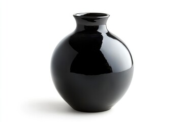 Elegant Black Vase Centered on White Background for Simple Home Decor