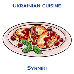 Syrnyky are fried quark pancakes, a traditional Ukrainian dish. They're typically served with sour cream, jam, or honey.