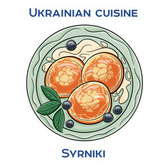 Syrnyky are fried quark pancakes, a traditional Ukrainian dish. They're typically served with sour cream, jam, or honey.