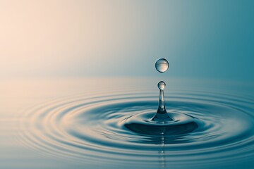 Water Droplet Creating Ripples in Calm Surface of Liquid