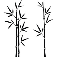 Naklejka premium Simple black and white bamboo illustration, nature design.