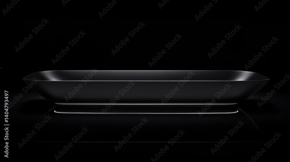 Poster a sleek black rectangular sink with a subtle light reflection.