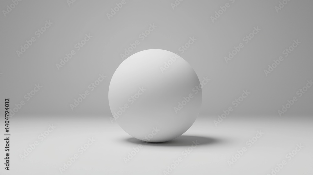 Poster a 3d rendered white sphere with a smooth surface and a slight shadow cast by it.