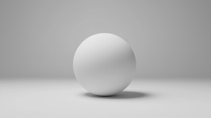 A 3D rendered white sphere with a smooth surface and a slight shadow cast by it.