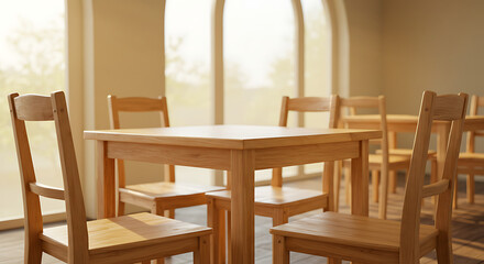 Warm Wood, Sunlit Stillness: A 3D Render AI Generated