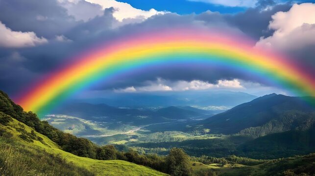 A colorful rainbow stretching across the sky after a storm symbolizing hope and brighter days ahead
