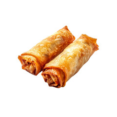 Two Crispy Golden Fried Spring Rolls, Delicious Asian Food