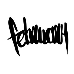 Obraz premium February font vector collection. Black handwritten vector illustration.