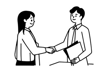 Fototapeta premium Smiling plainly and firmly handshaking with human resource manager