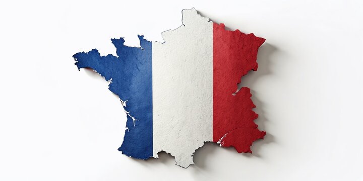 Outline of France with French Flag
