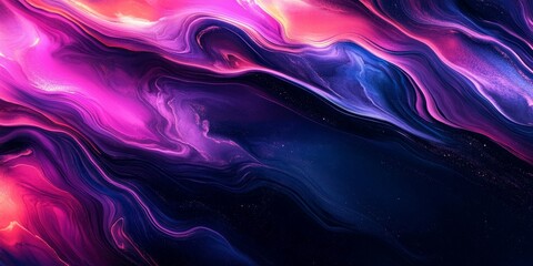 Obraz premium Black purple pink abstract grainy poster background vibrant color wave dark noise texture cover header design, Generative AI