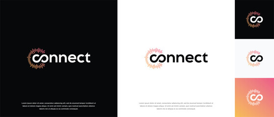 Technology connection logo design. Technology connection logo template. Technology logo symbol icon	