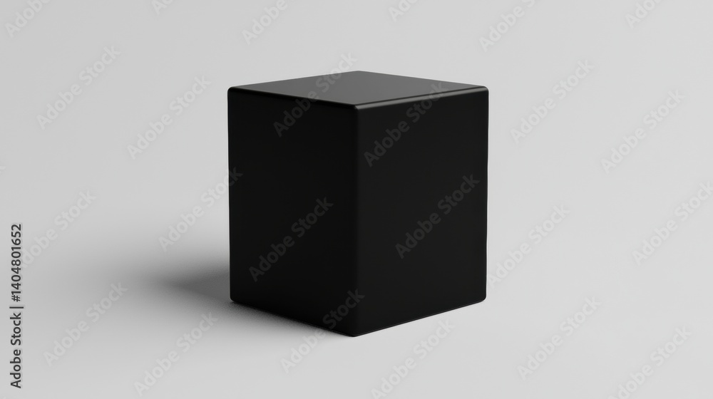 Poster a 3d rendering of a black cube.