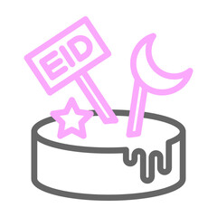 Eid Cake Vector Line Lt Pink Grey Icon Design