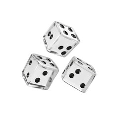 Three Transparent Dice Falling - Chance, Risk, and Gambling Concept