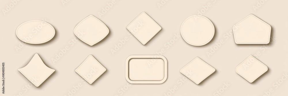 Poster colorful outlined sticker shapes on flat beige background create a clean-style digital design for ve