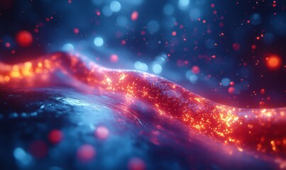 Obraz premium Human plasma Red Blood Cells stream in Vein for Medical Science research and health care cure medicine concepts and cardiovascular or microbiology coronary cardiology, Generative AI