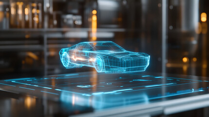 holographic overlay of digital content, like text or images, interacting with real-world elements in an augmented reality setting 