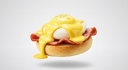 Fresh delicious egg Benedict isolated on white background