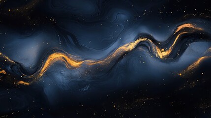 Dark blue and gold abstract luxury background, elegant brush strokes, rich textured design, perfect for premium branding 
