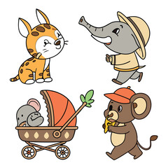 set of cartoon animals