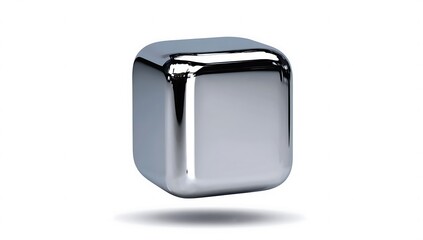 Silver cube on white background