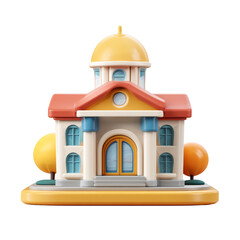 Charming 3D Render of a Cute Cartoon Town Hall Building