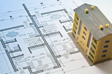 Buildings Permit concept with residential building project and c