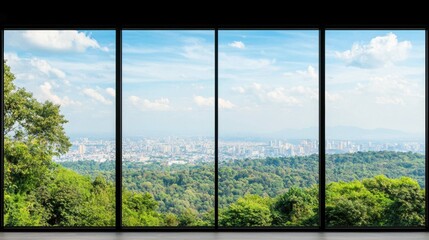 Cityscape View from Large Window