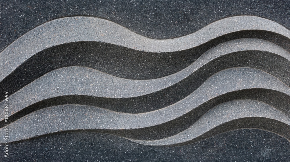 Poster a close-up view of a textured, dark gray surface with a repeating wave pattern.
