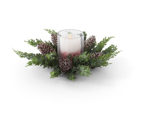 christmas decoration with candle and holly transparent background 
