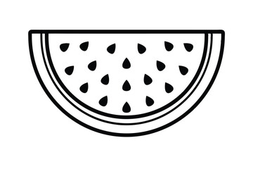 Sliced Watermelon Icon Graphic Illustration Outline Summer Freshness Design Juicy Sweet Fruit Healthy Food Vector For Web