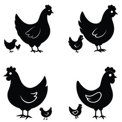 Chicken Vector Silhouetted Bundle Set Collection
