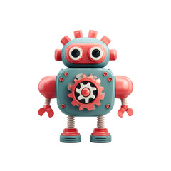 Obraz premium Adorable Retro Robot Toy 3D Render of a Playful Vintage Mechanical Character