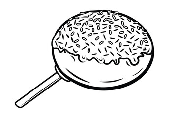 Monochrome Candy Cake Pop With Sprinkles Hand Drawn Sweet Treat Illustration Vector Graphic Isolated On White