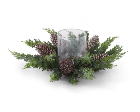 christmas decoration with candle and holly transparent background 