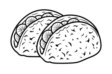 Three Delicious Tacos Line Art Illustration For Mexican Cuisine And Food Design Projects And Creative Vector Graphics