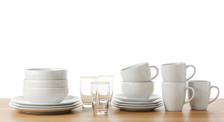 Stackable White Dinnerware Set: A Minimalist Tabletop Still Life