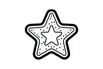 Stylized Star Cookie With Sprinkles Decoration Festive Treat Isolated On White Background Holiday Graphic Element Flat Design