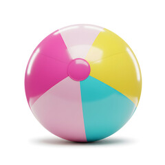 Fototapeta premium Colorful Beach Ball on White Background, Summer Time and Vacation Concept