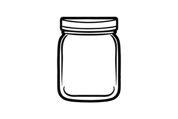 Isolated Mason Jar Illustration Clear Outline For Crafting And Food Storage Projects In Black And White