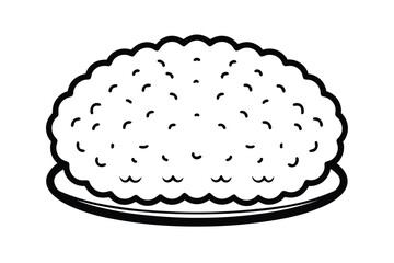 Simple Hand Drawn Cake Illustration On Plate Black And White Graphic Design For Food Blog Recipe