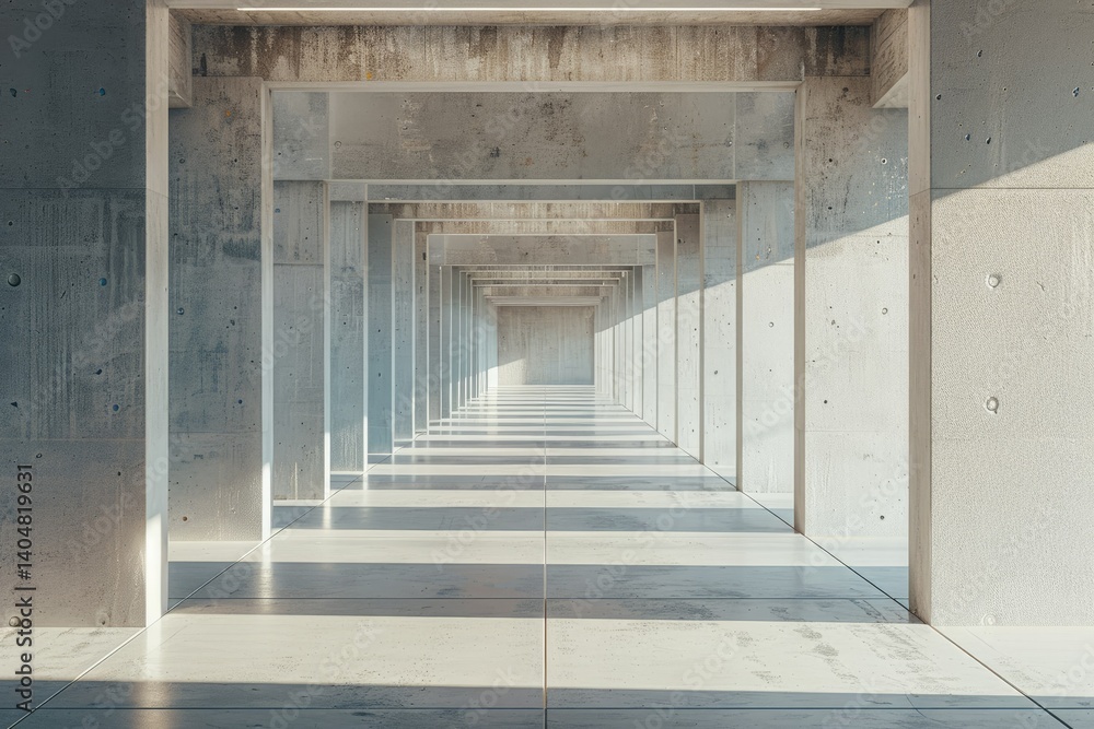 Poster high quality image of building empty space in concrete hallway