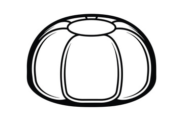 Graphic Illustration Of An Oval Shaped Bead With Black Outlines And White Fill Isolated On White