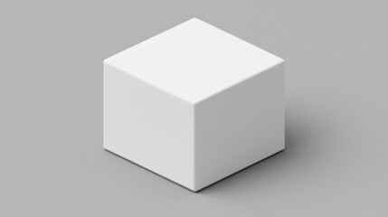 Fototapeta premium A white cube with a shadow on a gray background.